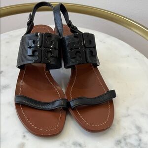 Tory Burch Black and Tan Sandals